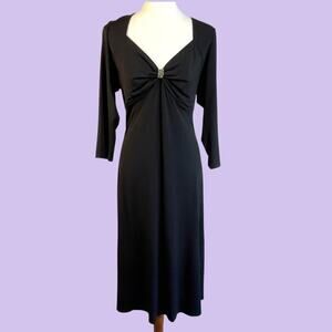 Vintage black formal dress with crystal brooch 14W